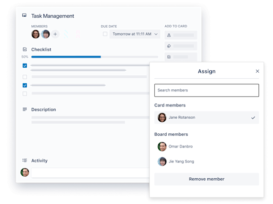 screenshot of a Trello customer contact card in the sales pipeline