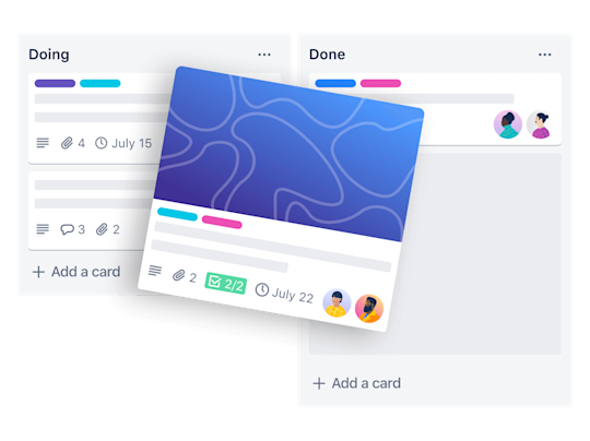 illustration of a Trello card of a single customer on a Trello board using CRM tools